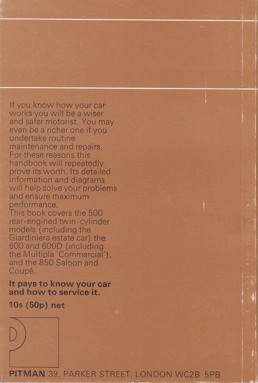 Paperback book back cover with car service text and Pitman address