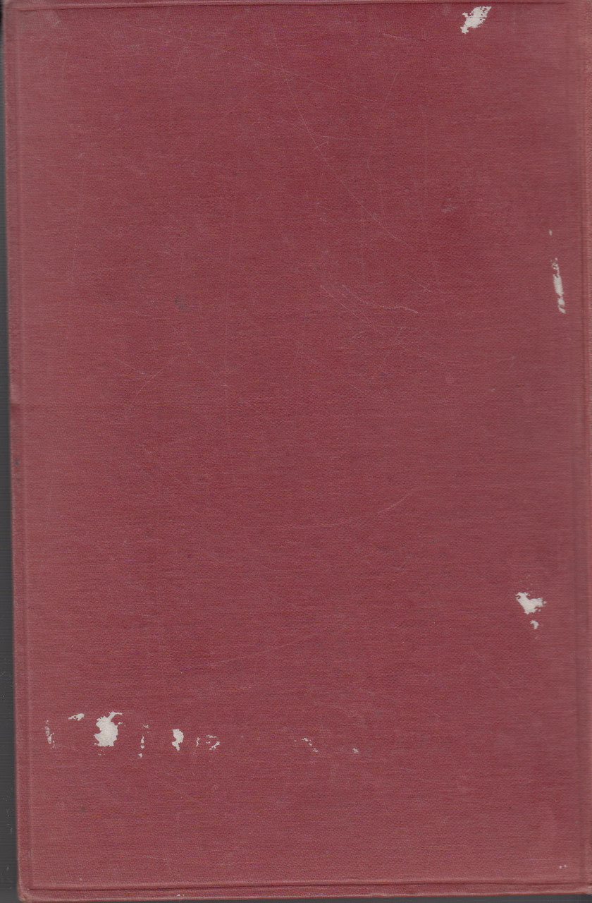 Maroon hardcover book cover with worn corners and small white specks