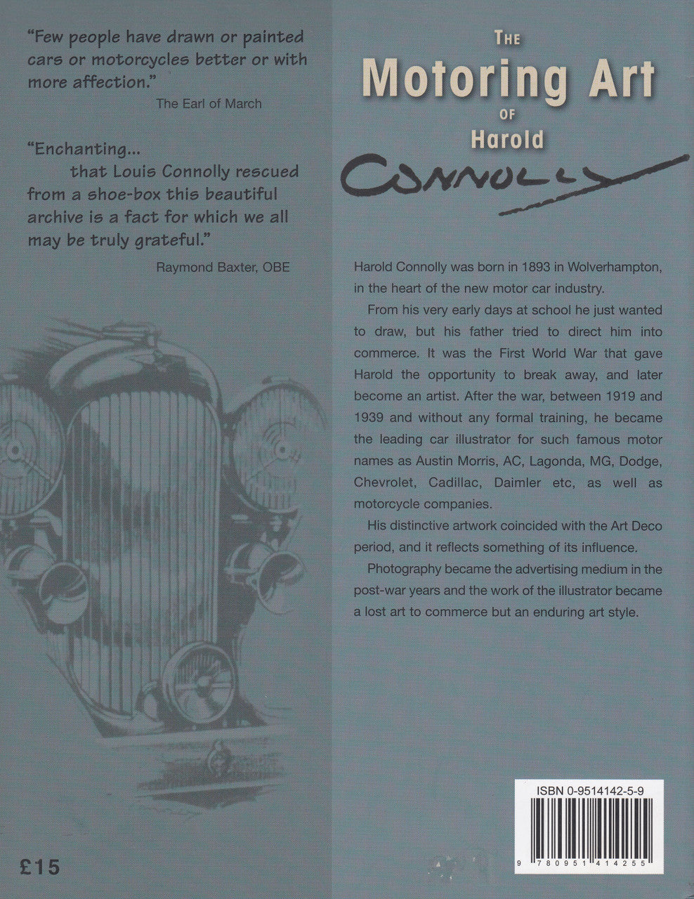 The Motoring Art of Harold Connolly (Ed. Louis Connolly) Paperback 1st Edn 2003 (9780954511906)