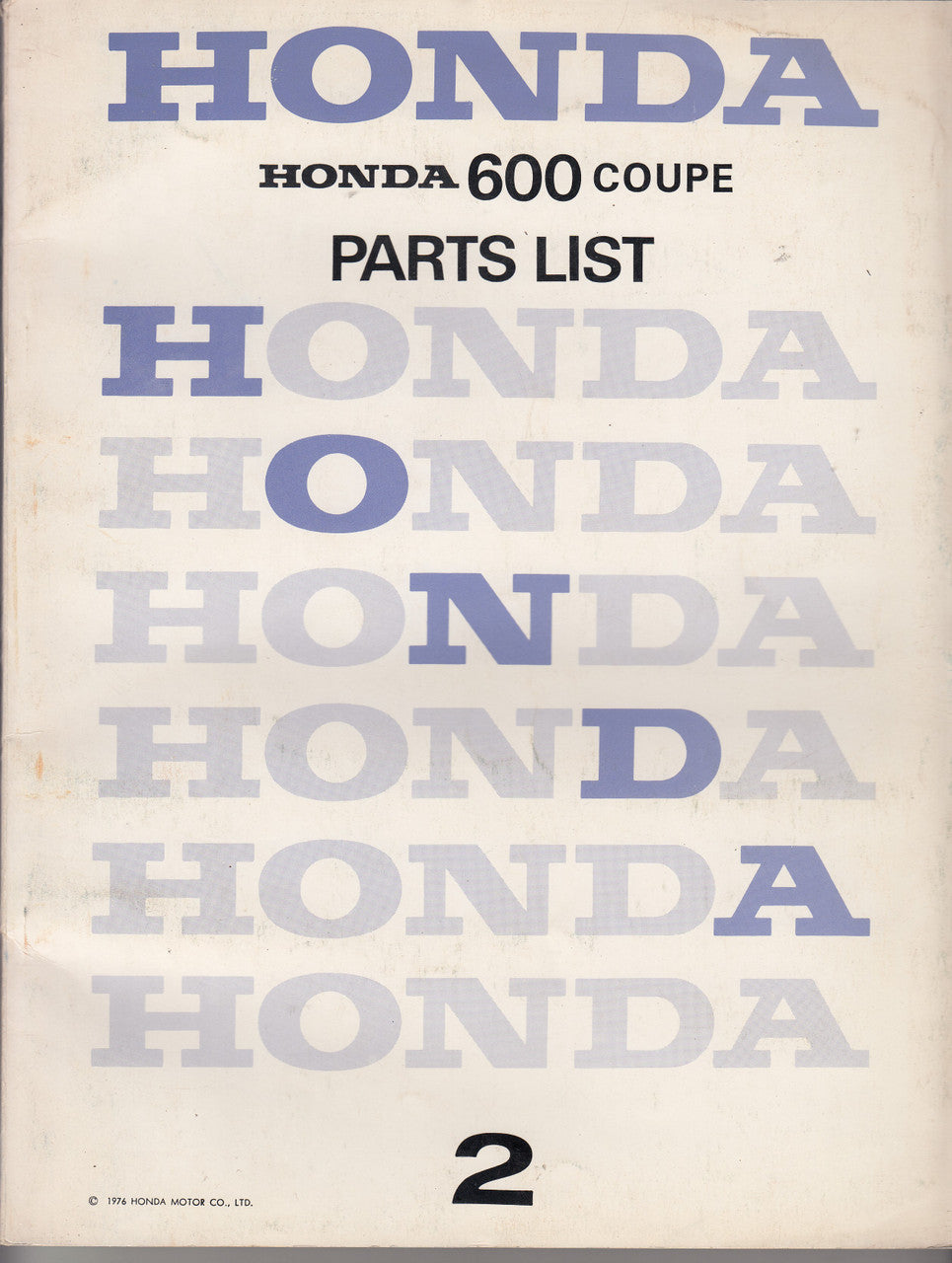 Honda 600 Coupe Parts List 2 (Honda Motor Company 1976) (H600C2)