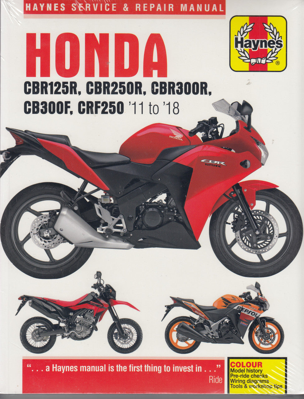 Honda CBR125 / 250R/ CBR300R, CB300F CRF 250 2011-2018 Service Manual (9781785214219)