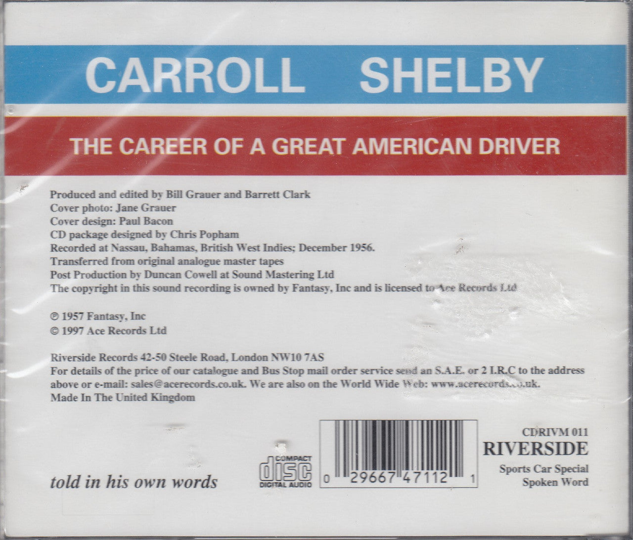 Audio CD back cover with credits, barcode, and 'told in his own words' text.
