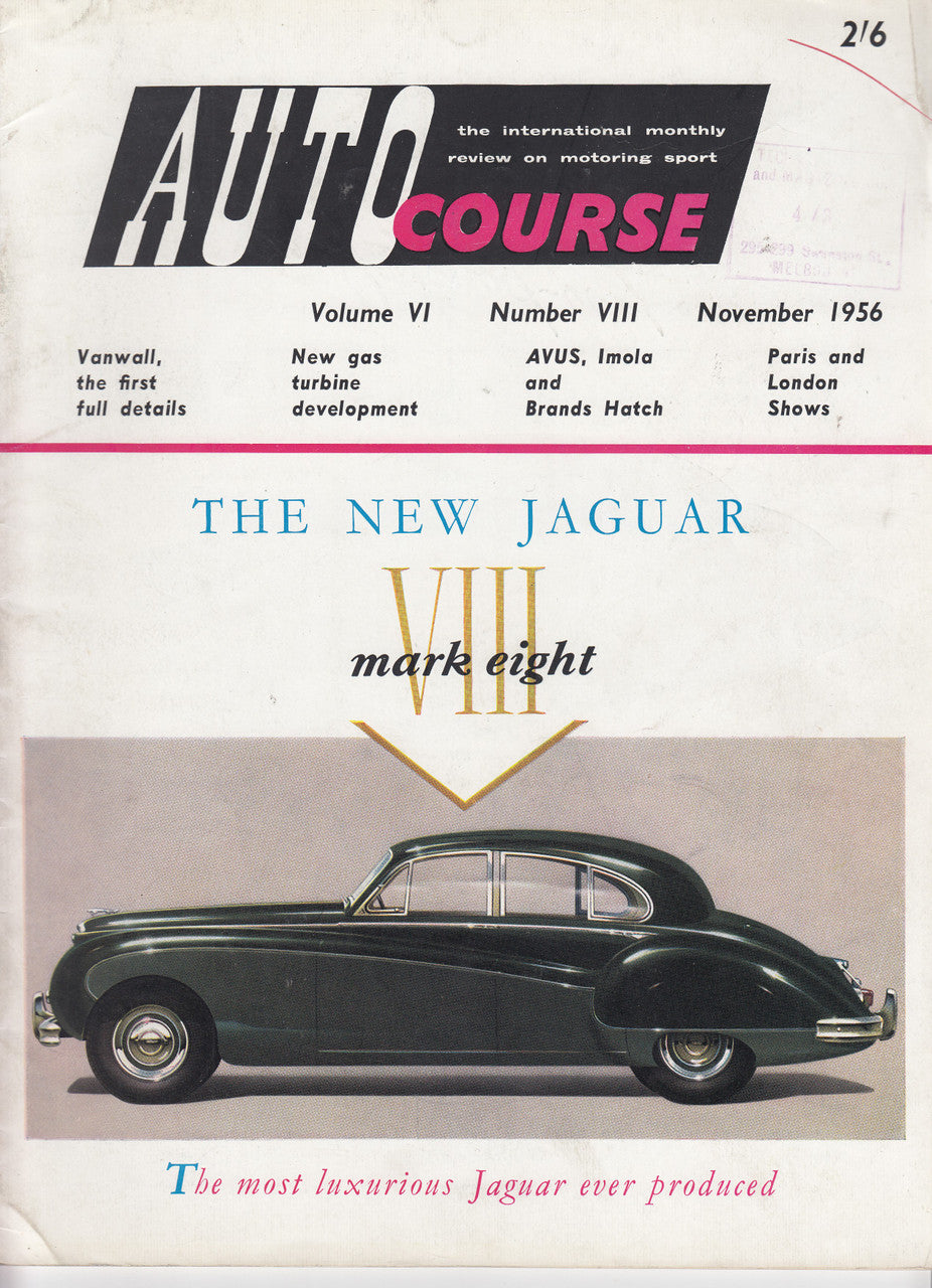 Vintage car magazine paperback cover with black sedan illustration and AUTOCourse title.