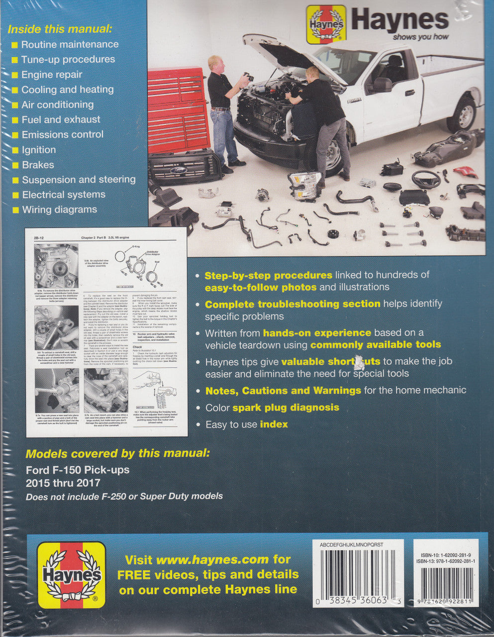 Ford Pick-ups Full Size, F-150, 2WD & 4WD (all models) 2015 - 2017 Workshop Manual (Haynes 36063) (9781620922811)