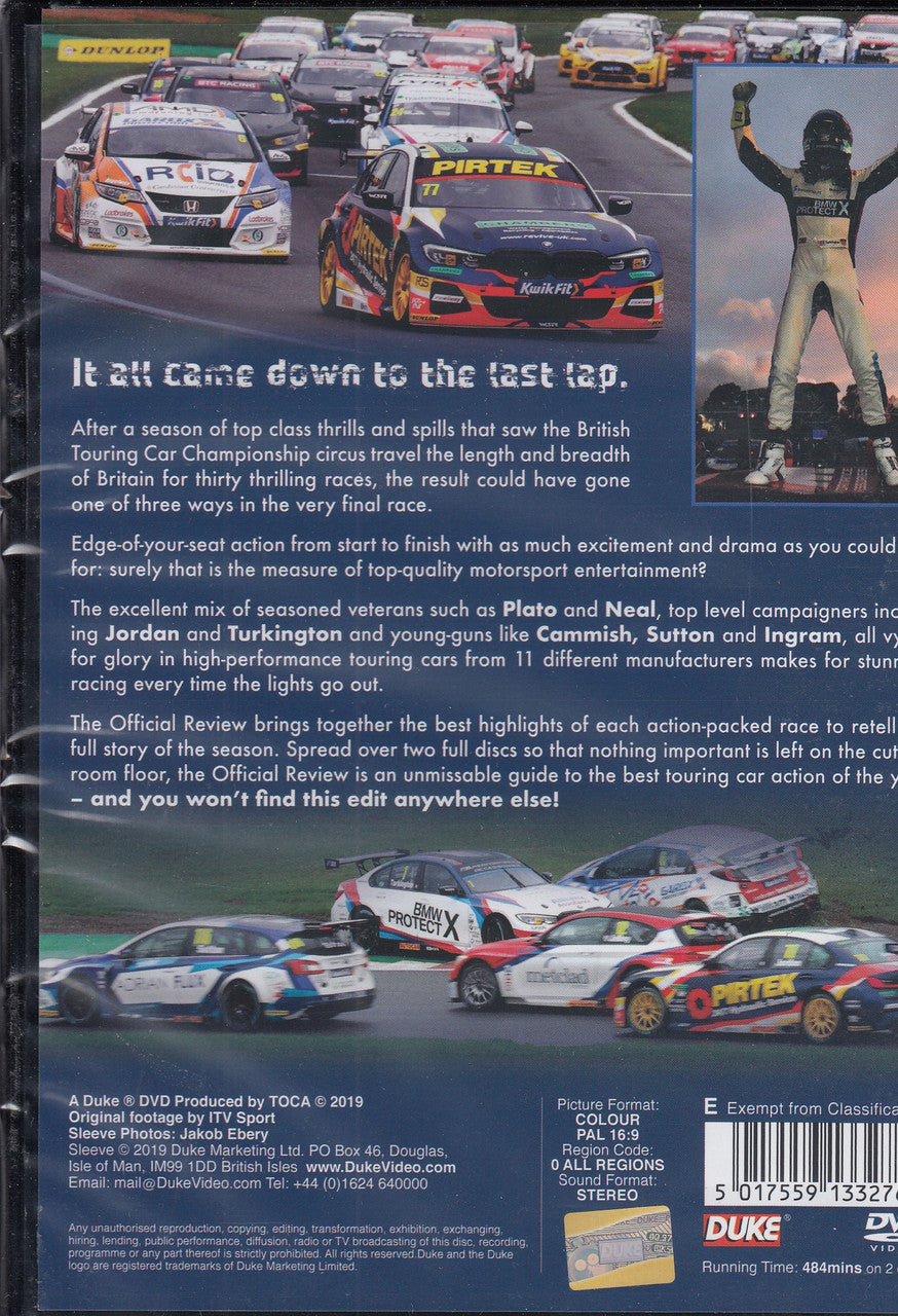 BTCC 2019 season review DVD case back with racing cars collage and track text