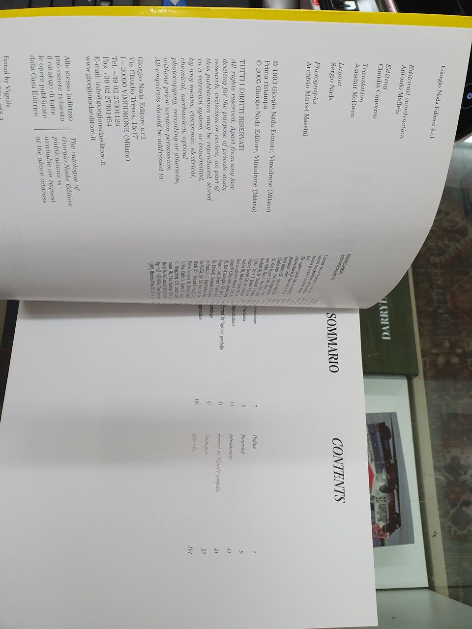Ferrari by Vignale book open pages with printed text