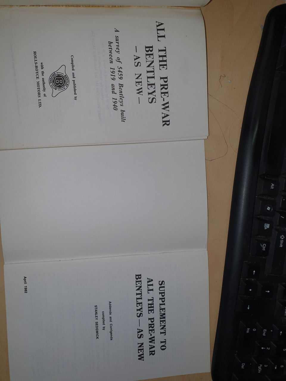 All The Pre-War Bentleys - As New with Supplement (Stanley Sedgwick)