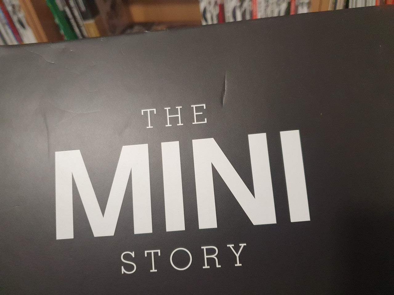 Classic car book cover title text: THE MINI STORY