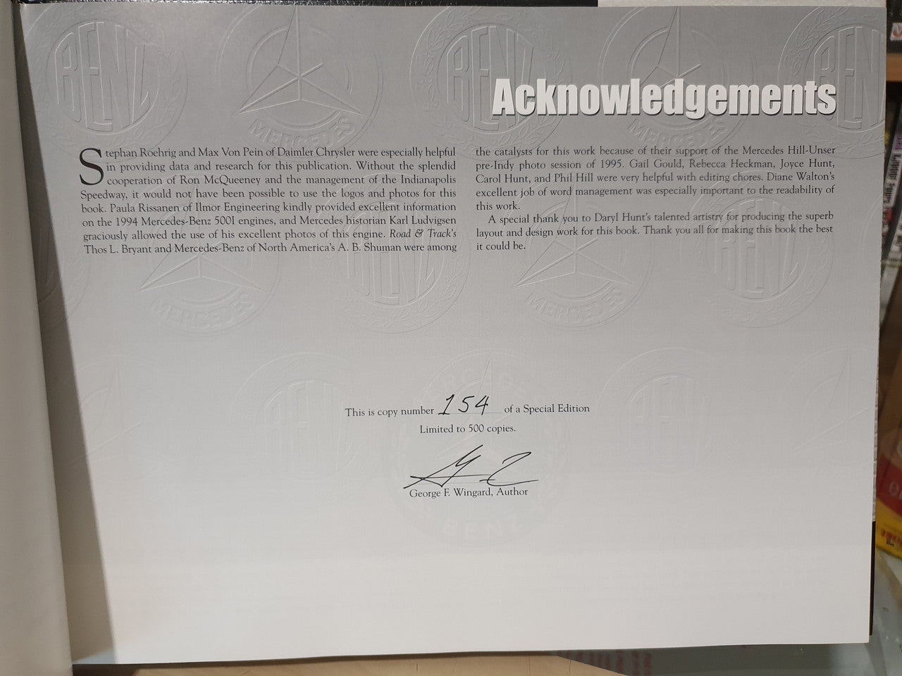 Mercedes & Benz at Indy (Limited Special Edition, Signed by George G. Wingard) (9780971698208)