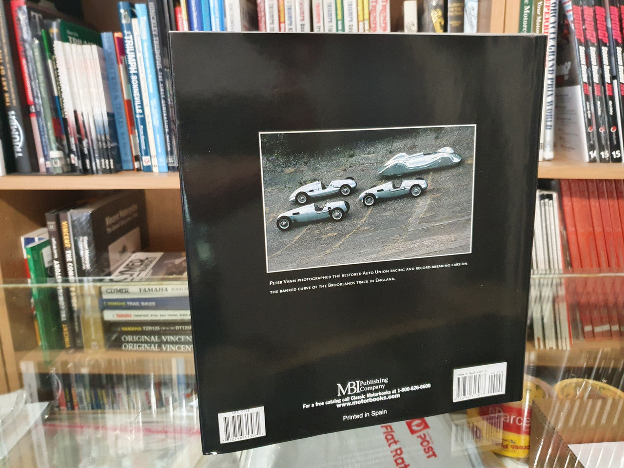 Auto Union GP race car book back cover with two racing car photos