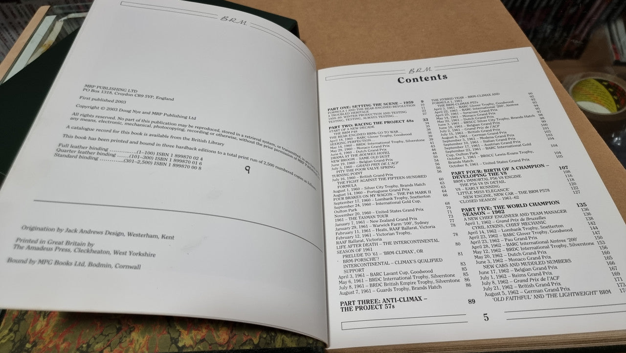 BRM The Saga of British Racing Motors Volumes 1, 2 and 3 (Leather Diamond Edition) Doug Nye