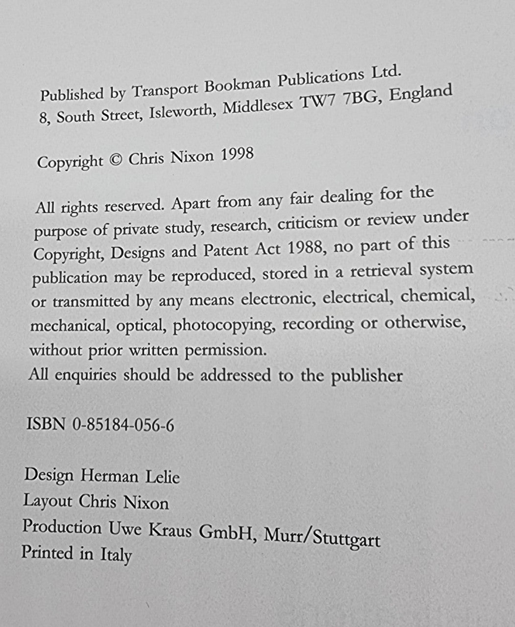 Album copyright and publication details page with ISBN and designer credits