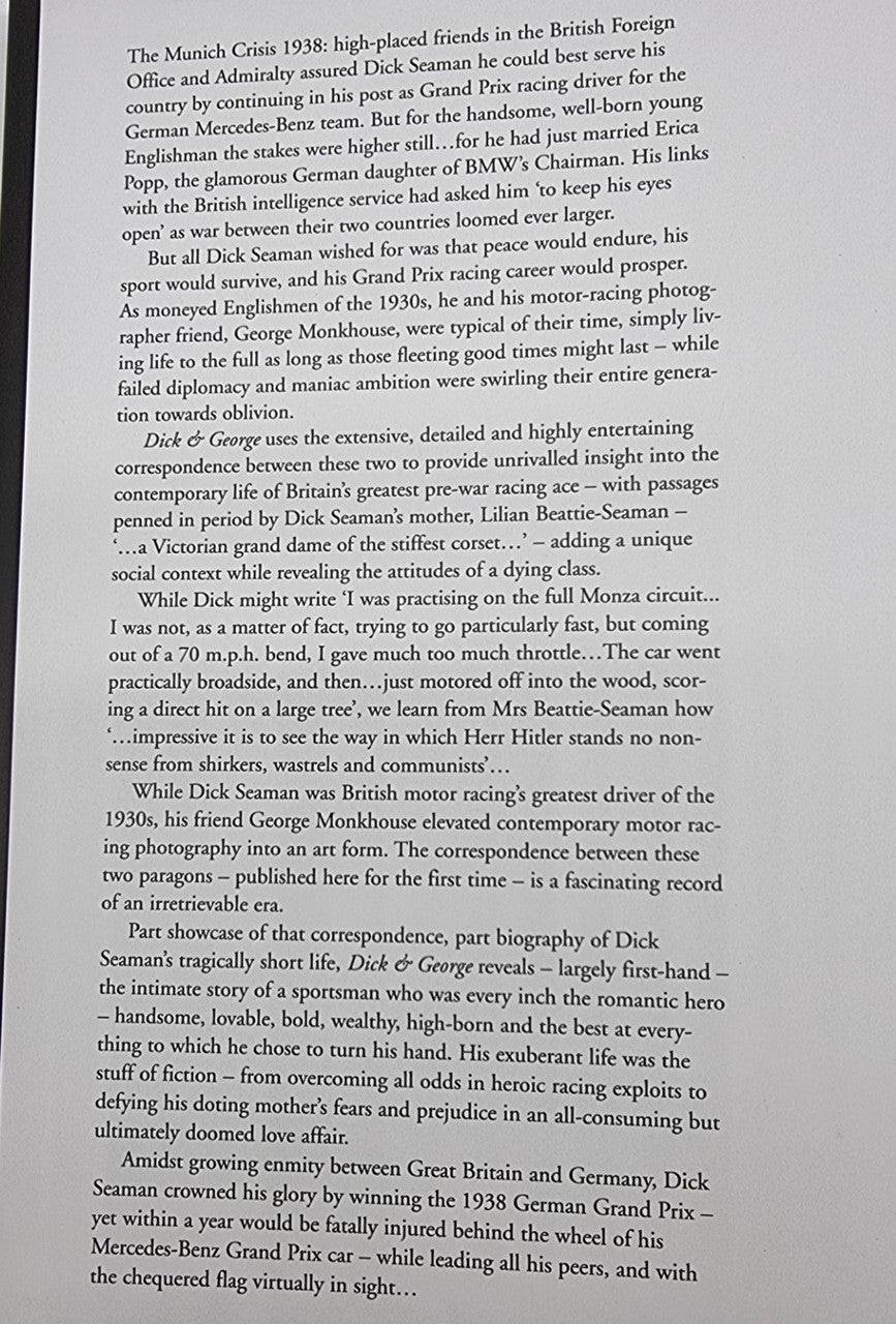 Dick and George: The Seaman Monkhouse Letters 1936-39 (Dick seaman, George Monkhouse, 2002)