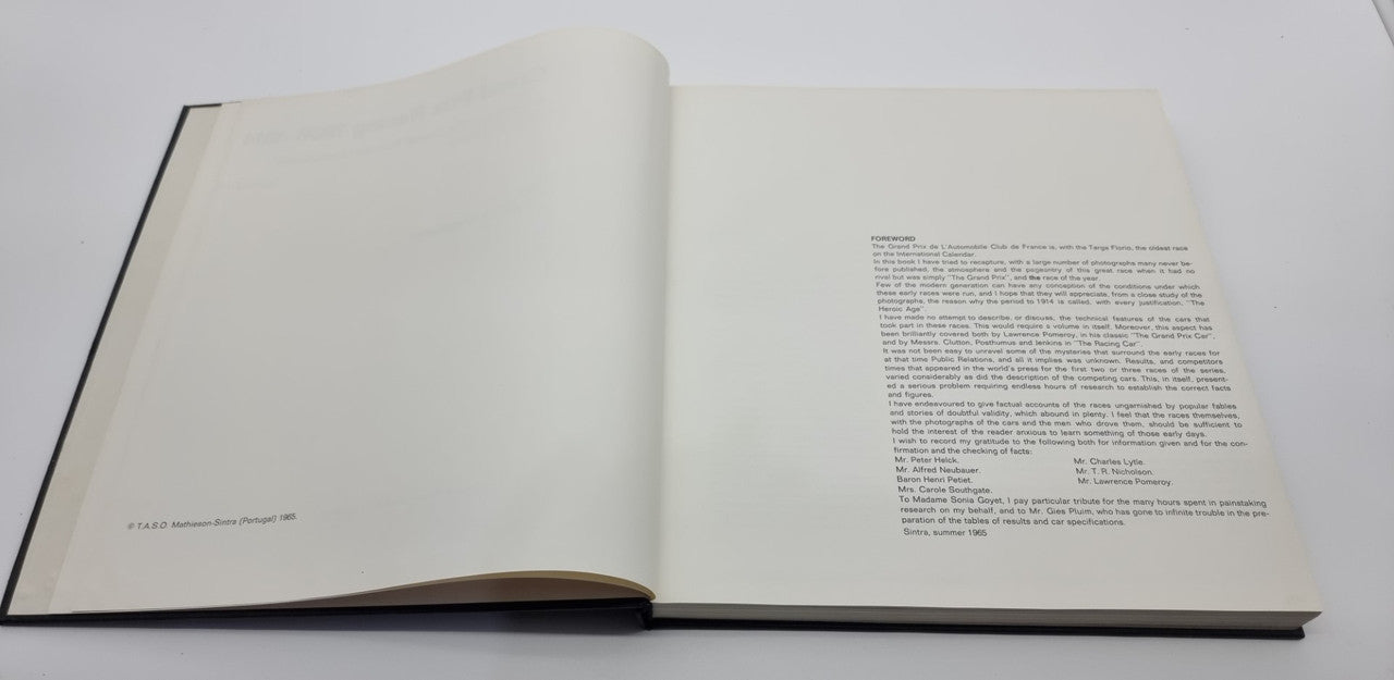 Grand Prix Racing 1906-1914 - A History of the Grand Prix de l'Automobile Club de France (Taso Mathieson, 1965)