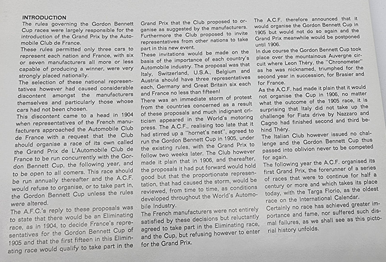 Grand Prix Racing 1906-1914 - A History of the Grand Prix de l'Automobile Club de France (Taso Mathieson, 1965)