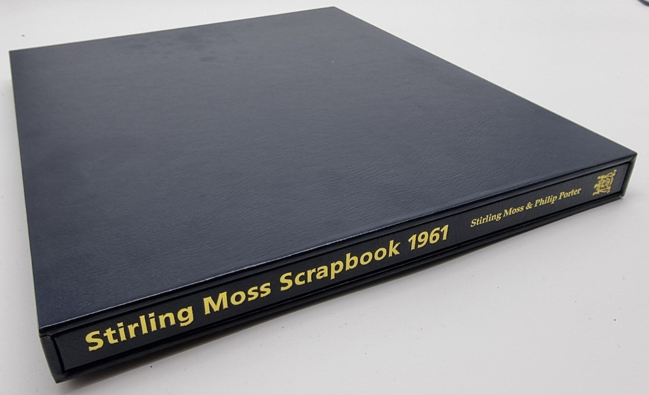 Signed 1961 scrapbook box with gold title lettering and small logo