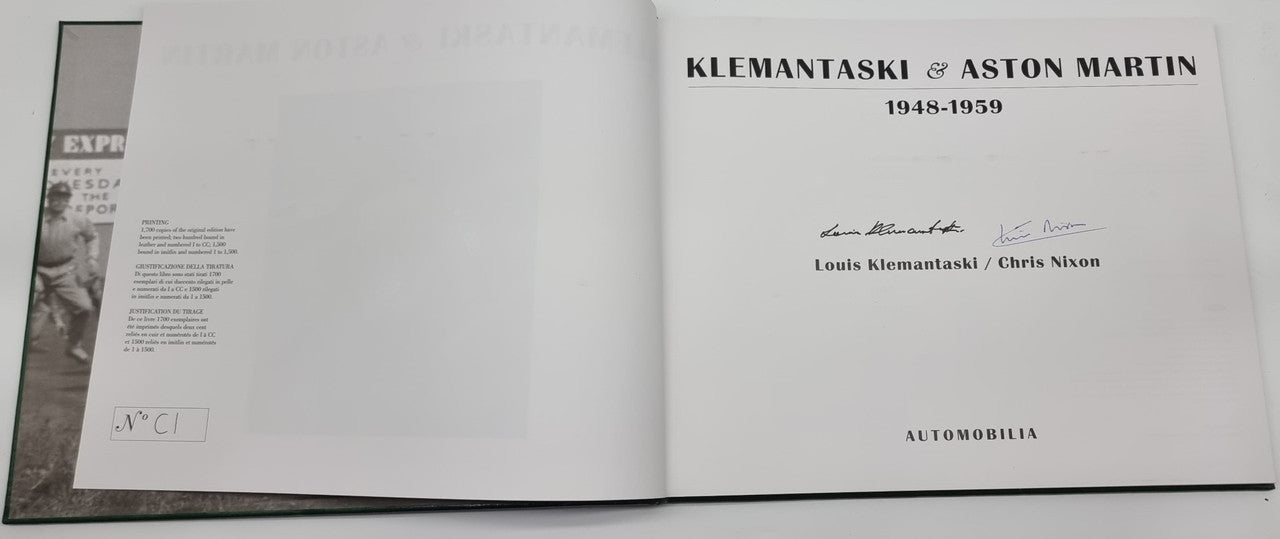 Klemantaski & Aston Martin (Leatherbound in Slipcase signed by Louis Klemantaski and Chris Nixon, 1998)