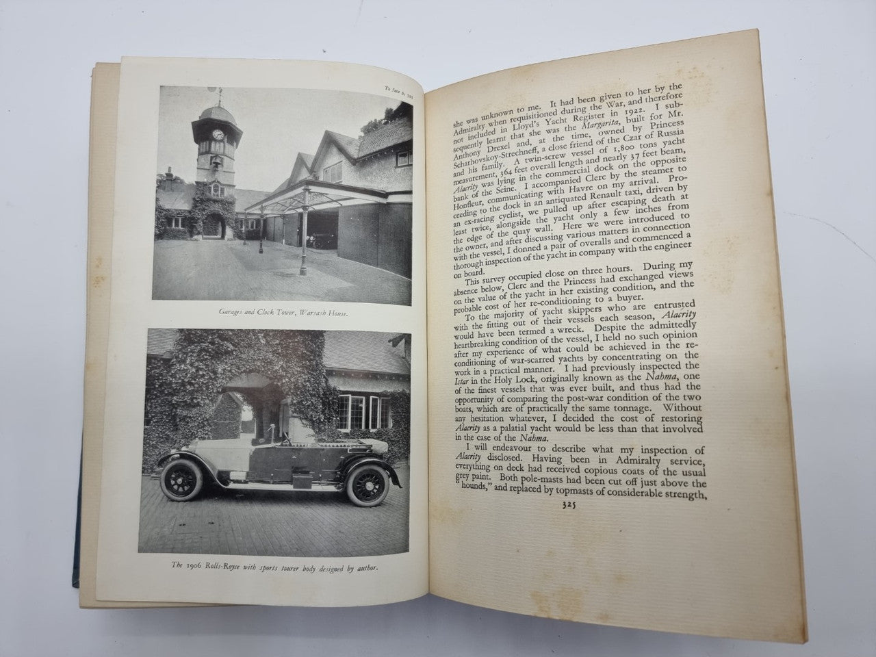 Open book with two black-and-white photos on left and chapter text on right