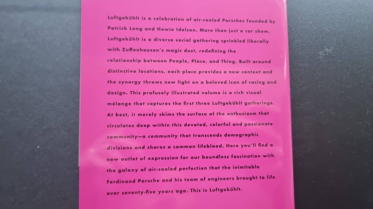Pink brochure page with paragraph text in small print