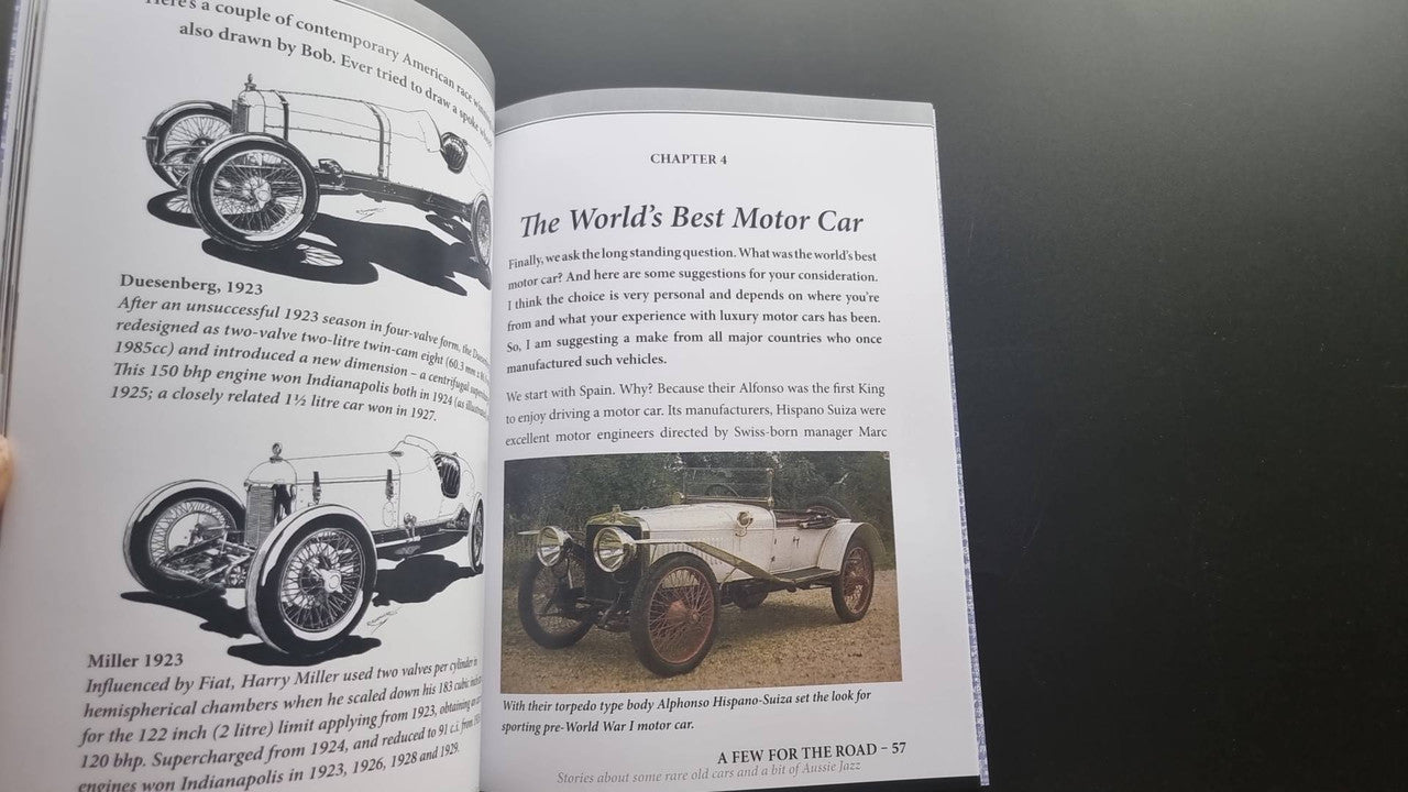 Book chapter page with vintage car illustration and printed heading