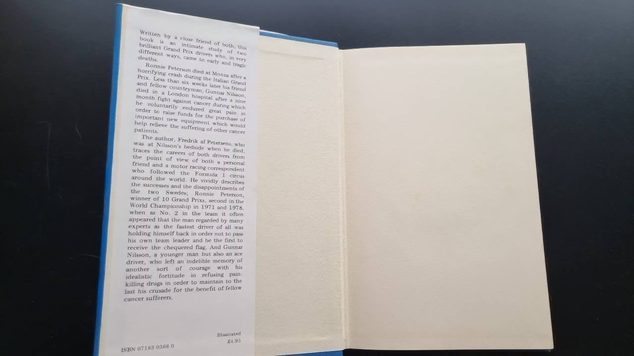 Book open spread with printed paragraphs on the left and a blank page on the right