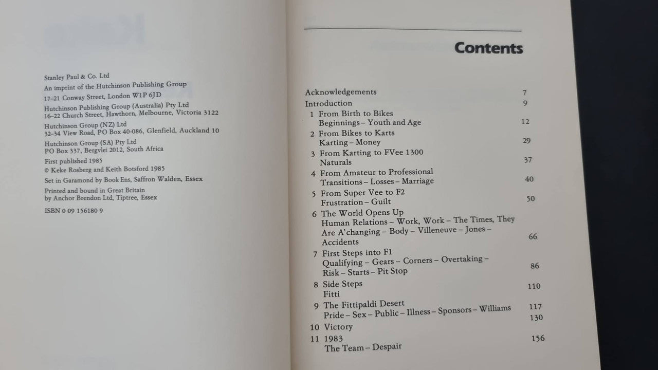 Book contents page with a numbered list of sections and headings
