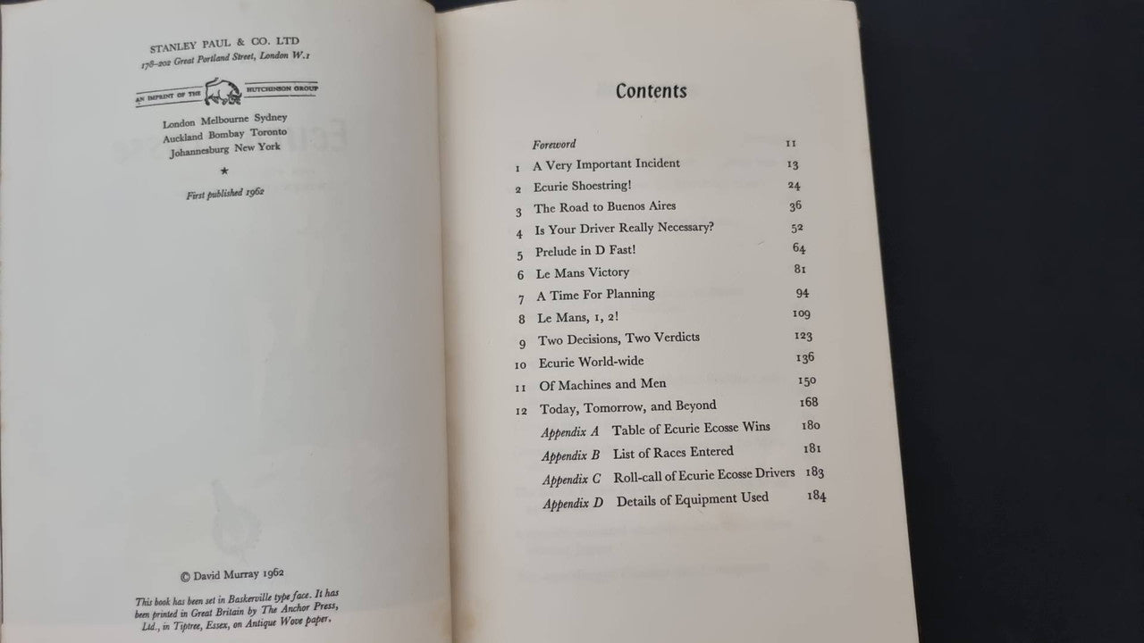 Open book with “Contents” page, serif text and numbered section list.