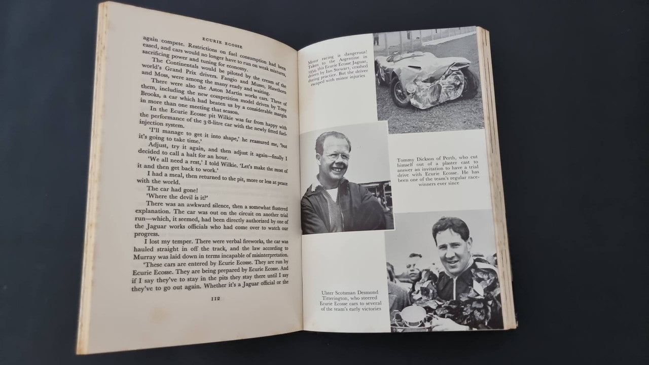 Open book spread with text and small black-and-white portrait photos