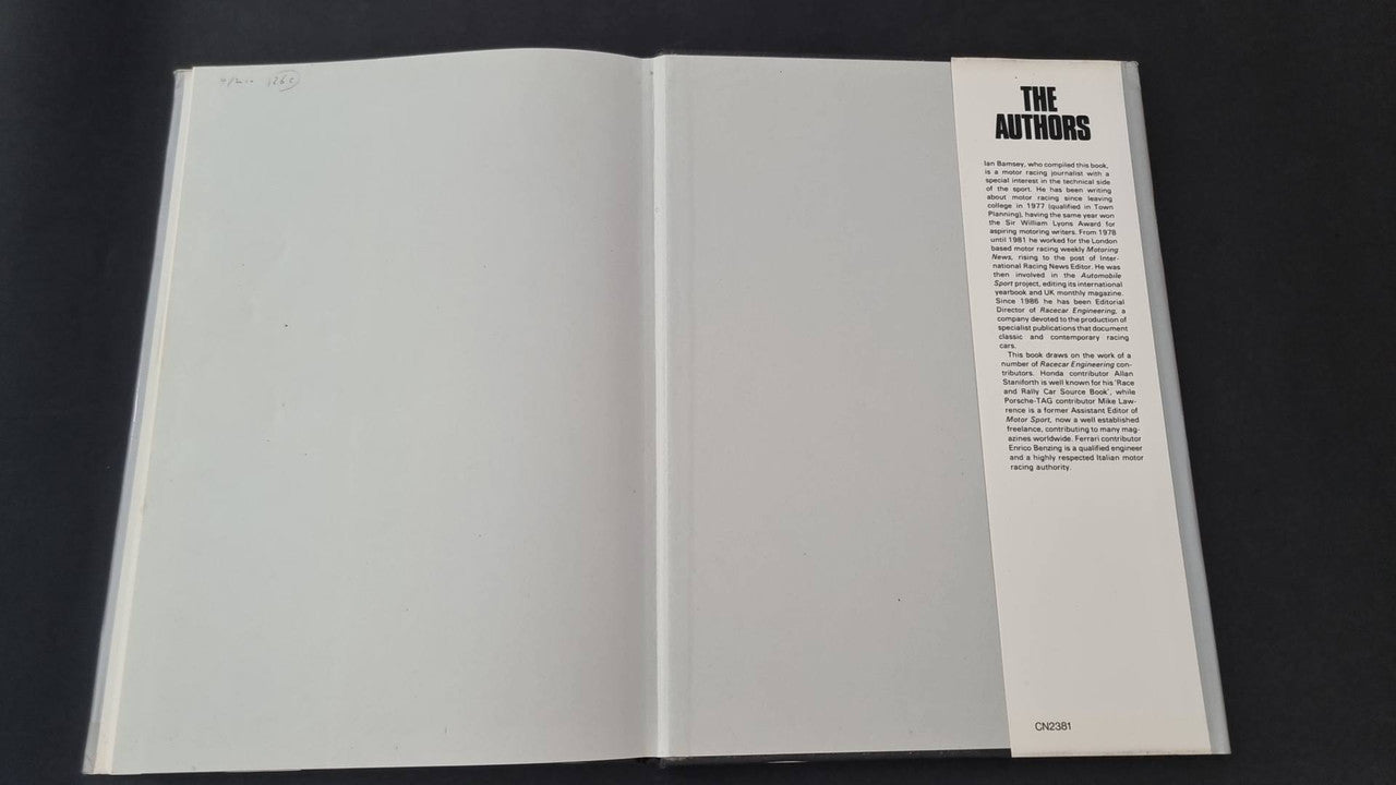 Open book with blank pages and a right-side panel of author text