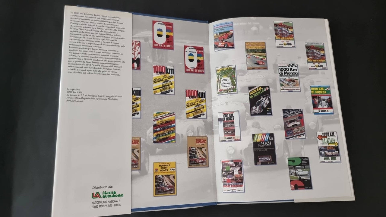 1000km di Monza book interior spread with many program cover thumbnails