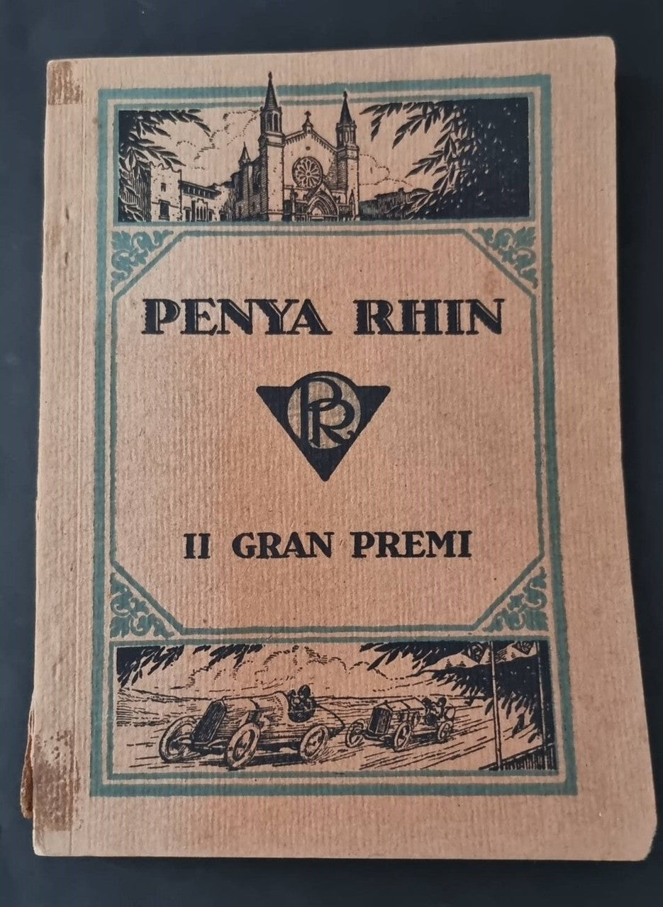 Program booklet cover for Penya Rhin II Grand Premi 1922, logo and vintage car illustration