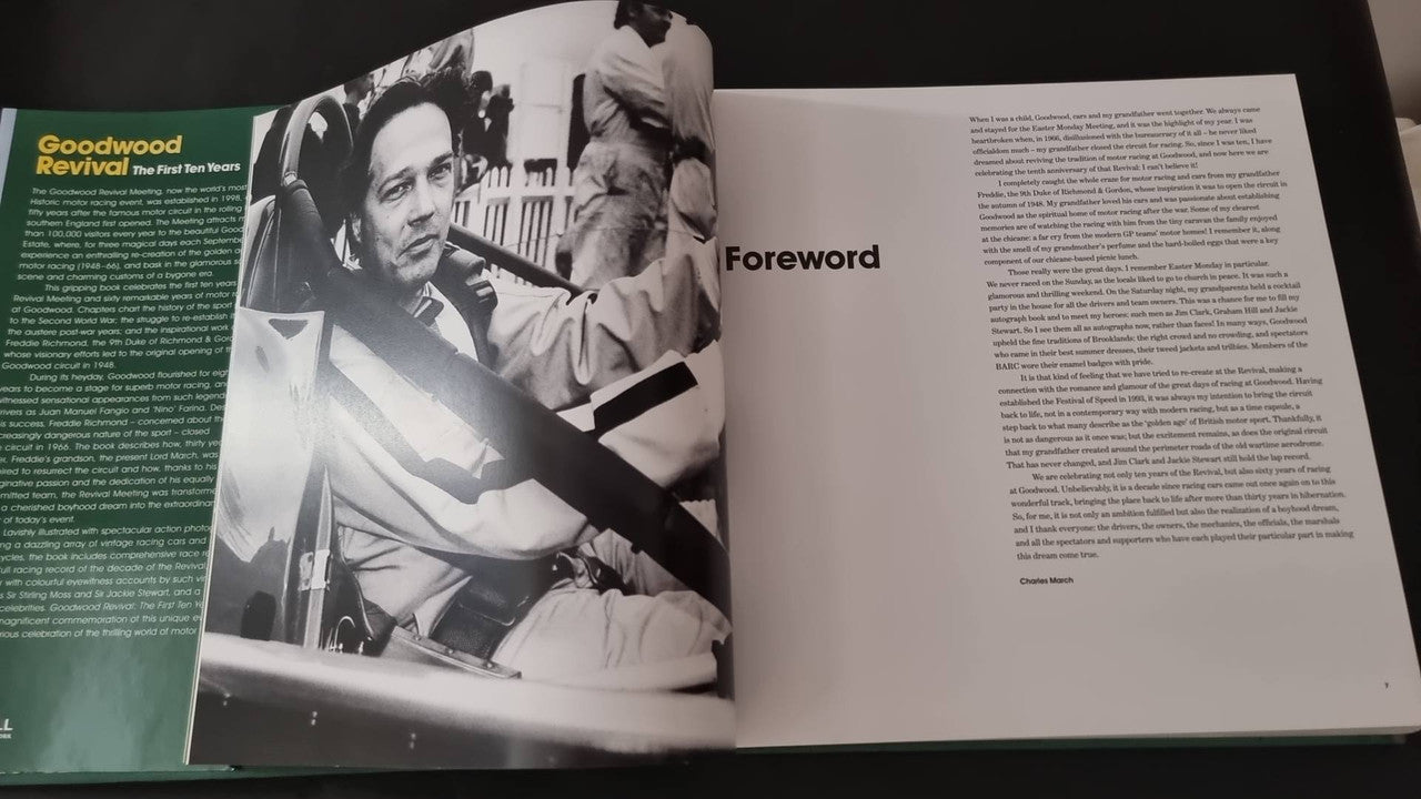 Open book with a Foreword page and black-and-white portrait photo