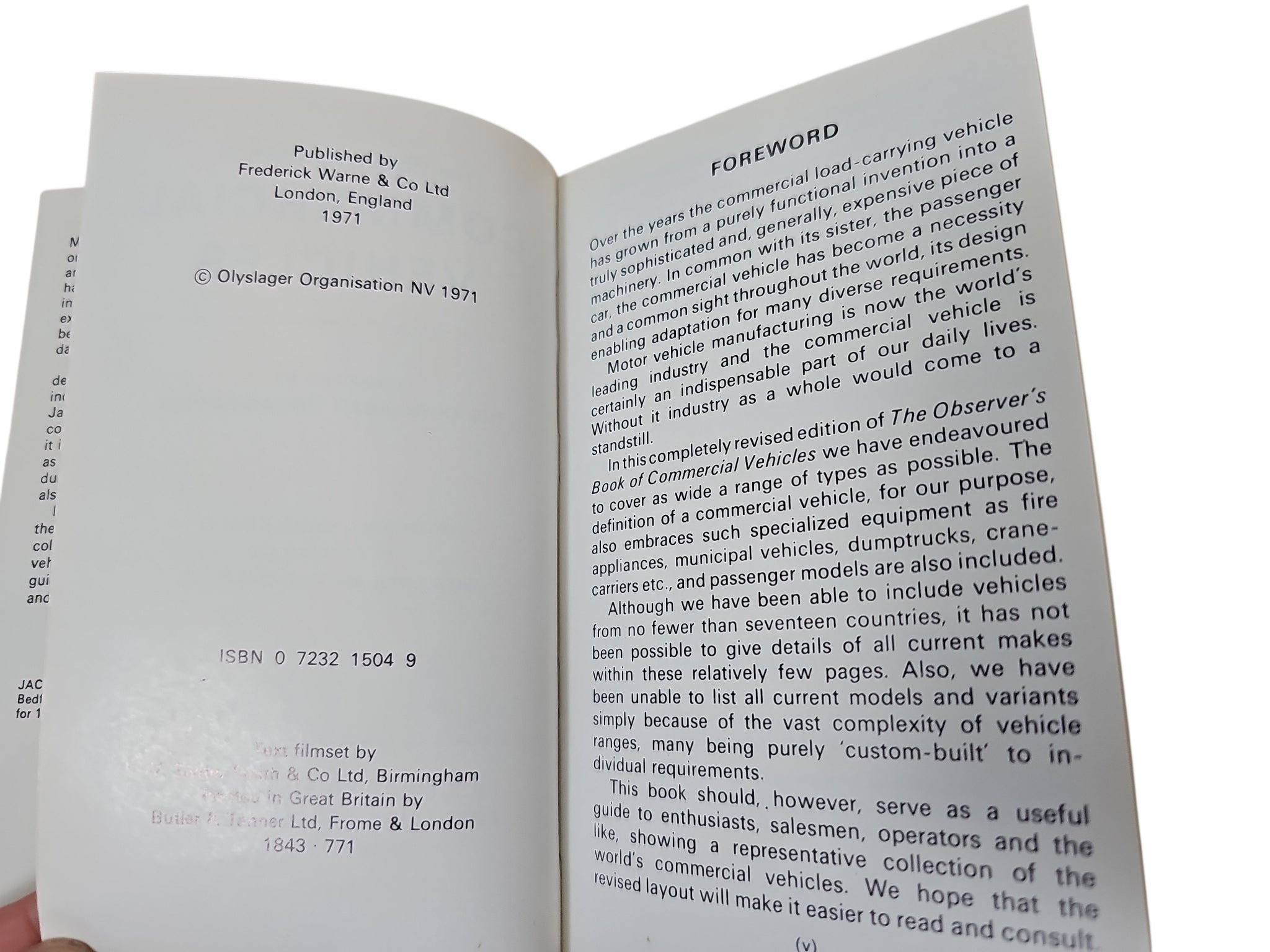 Book foreword and publication details pages with dense printed text