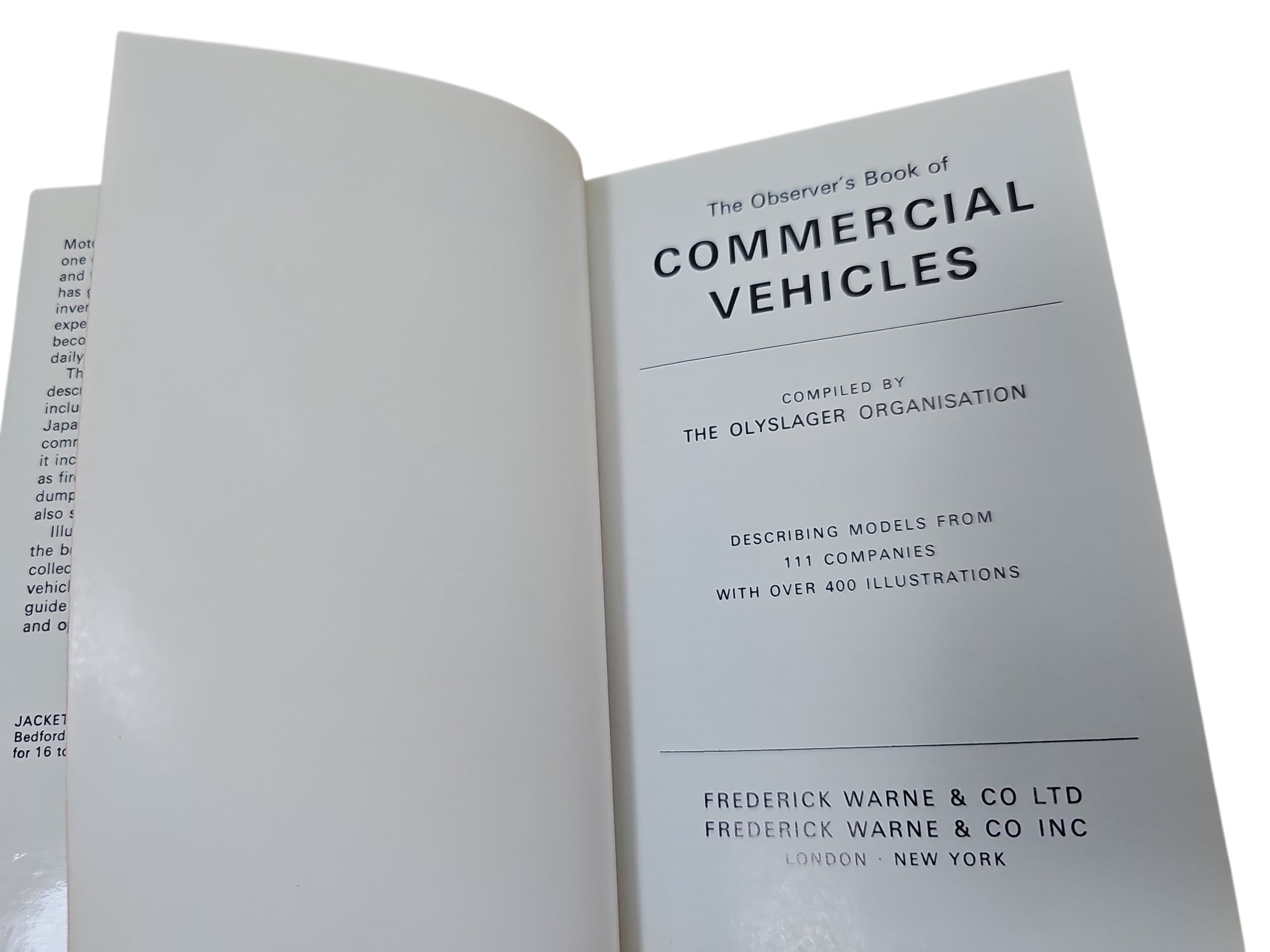 Open title pages reading Commercial Vehicles with model description text