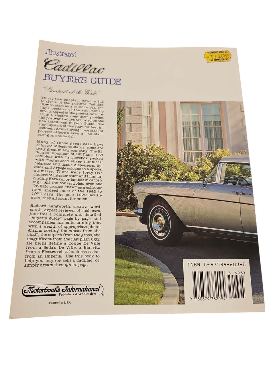 Cadillac buyer's guide book back cover with car photo, barcode, and ISBN