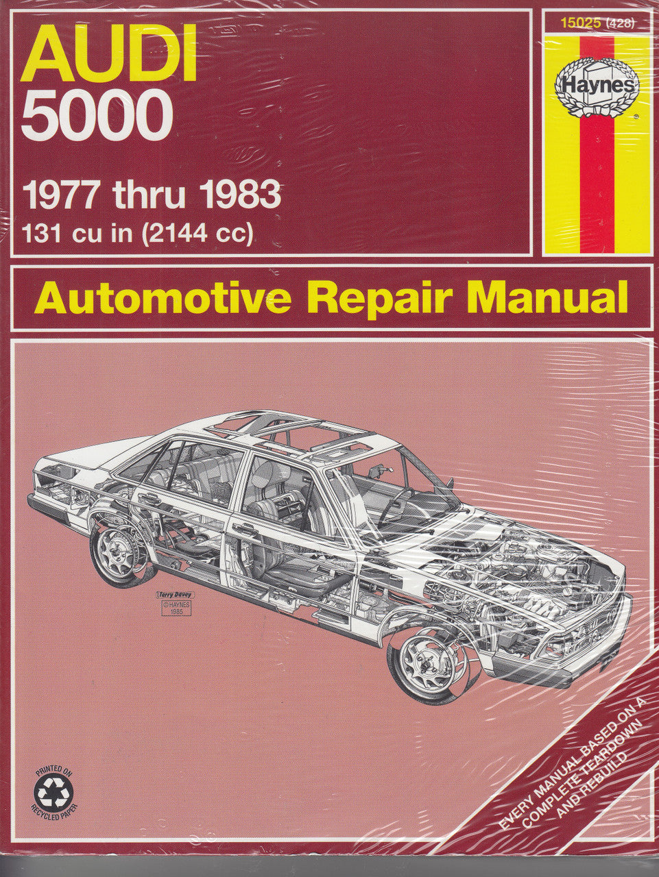 Audi 5000 automotive repair manual cover, 1977–1983, with car line illustration
