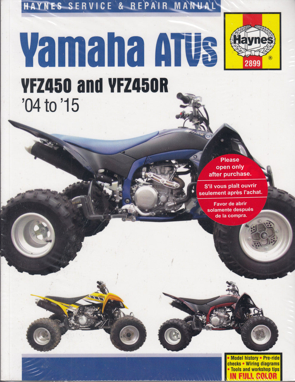 Yamaha ATVs YZF450, YZF450R 2004 - 2015 Haynes Service & Repair Manual (9781620922330)