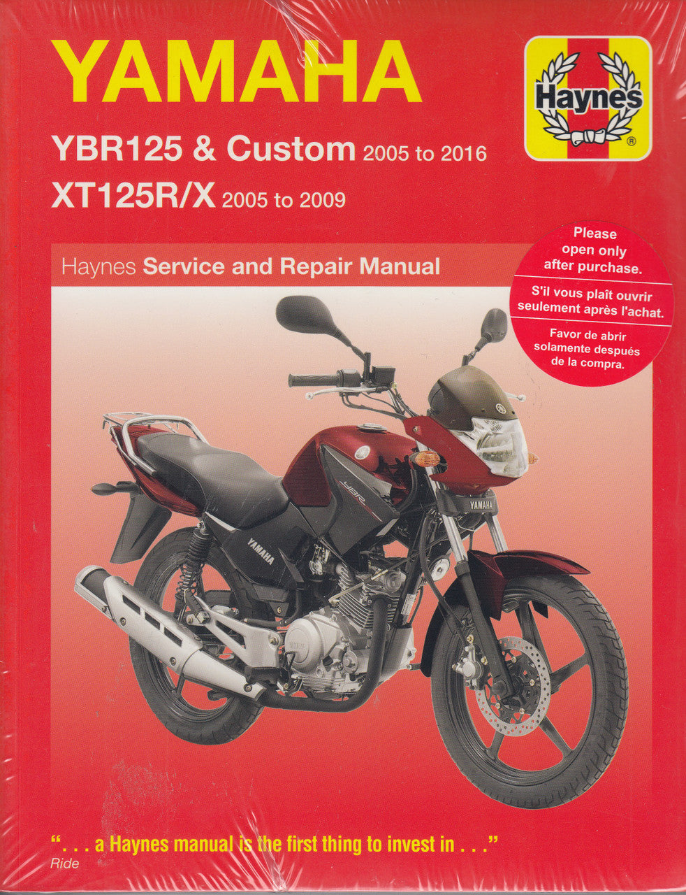 Yamaha YBR125 & Custom, XT125R/X 2005 - 2016 Haynes Service & Repair Manual (9781785213588)