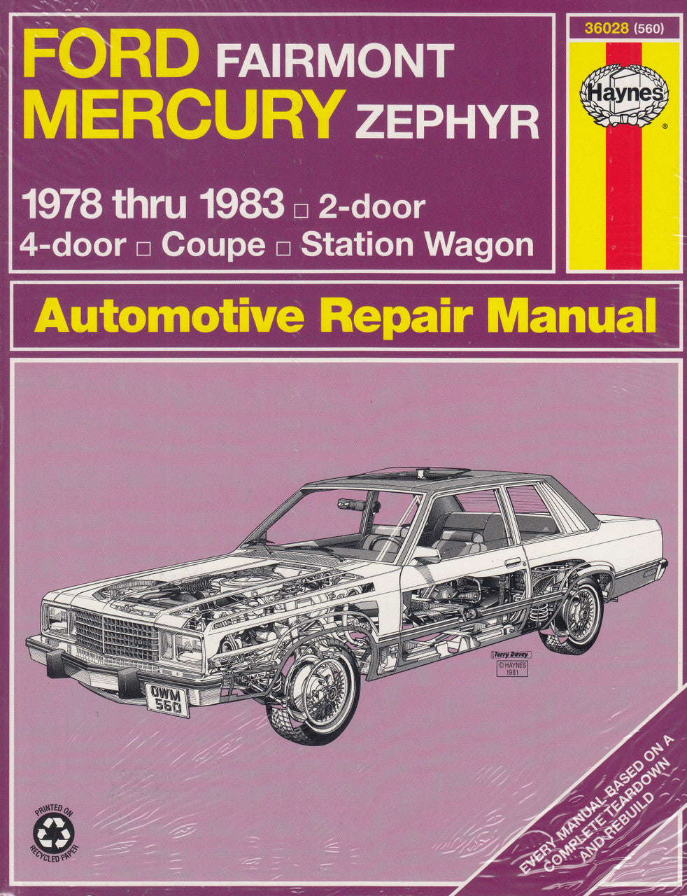 Ford Fairmont Mercury Zephyr 1978 - 1983 Haynes Automotive Repair Manual (9780856969584)
