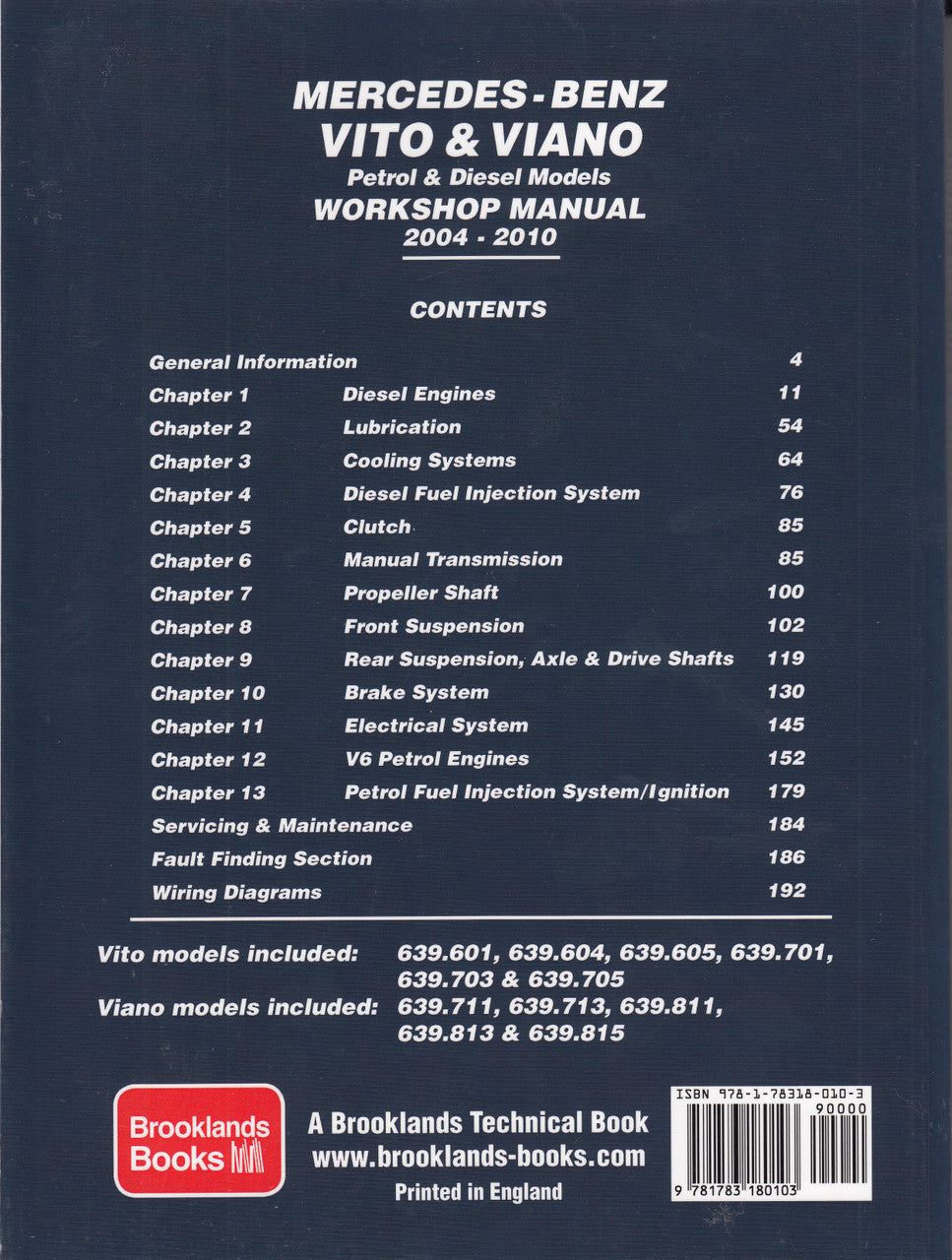 Mercedes-Benz Vito & Viano 2004-2010 Owners Workshop Manual