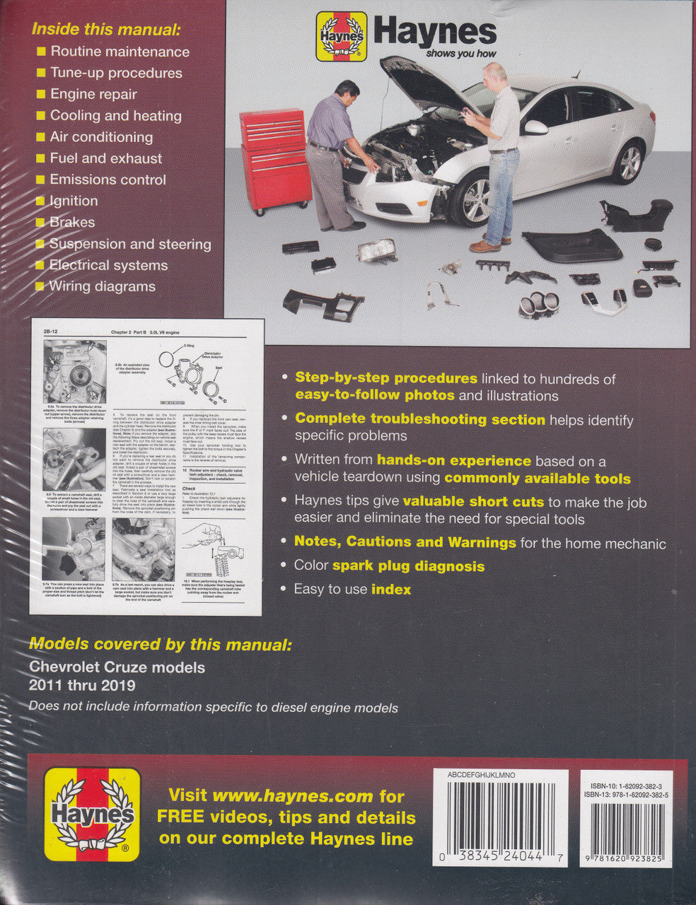 Automotive workshop manual pages with diagrams and troubleshooting sections