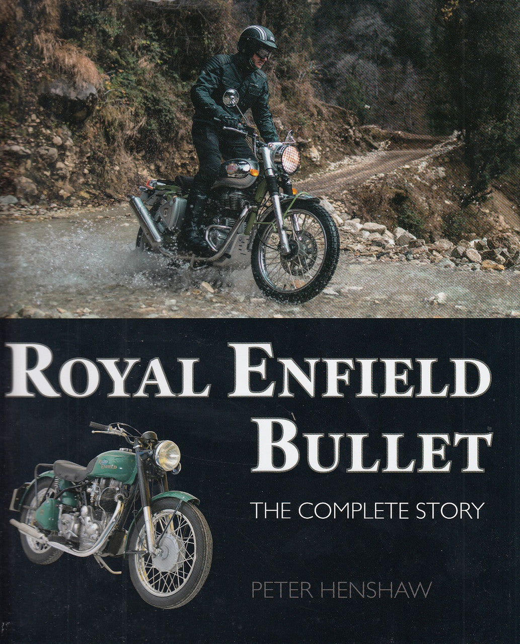 Royal Enfield Bullet book front cover with green motorcycle and title lettering.