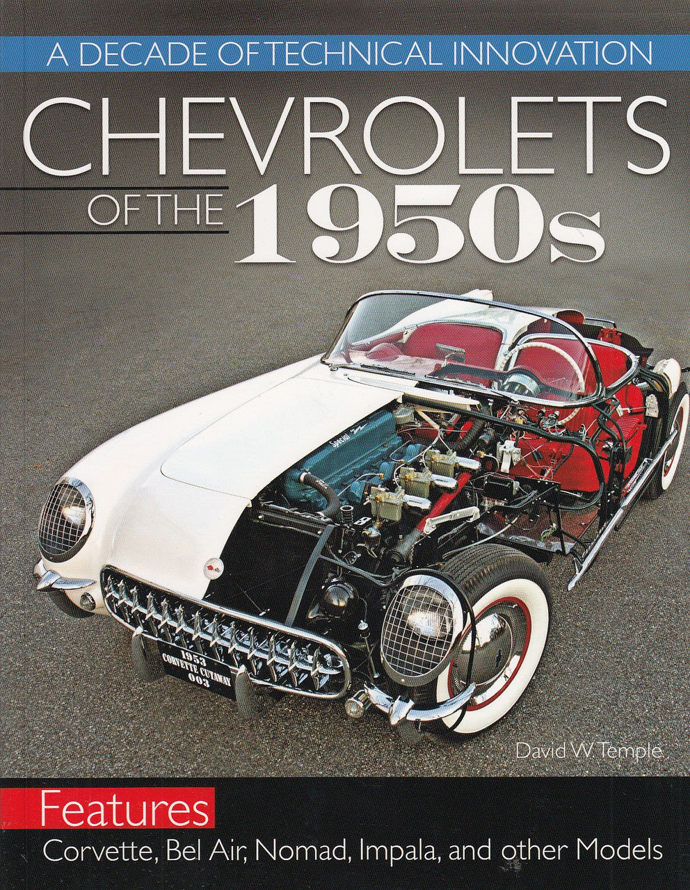 Chevrolets of the 1950s book cover with white classic car and bold title lettering