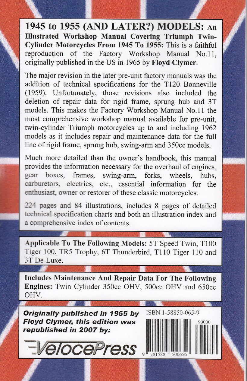 Motorcycle workshop manual back cover text, features list, barcode and ISBN