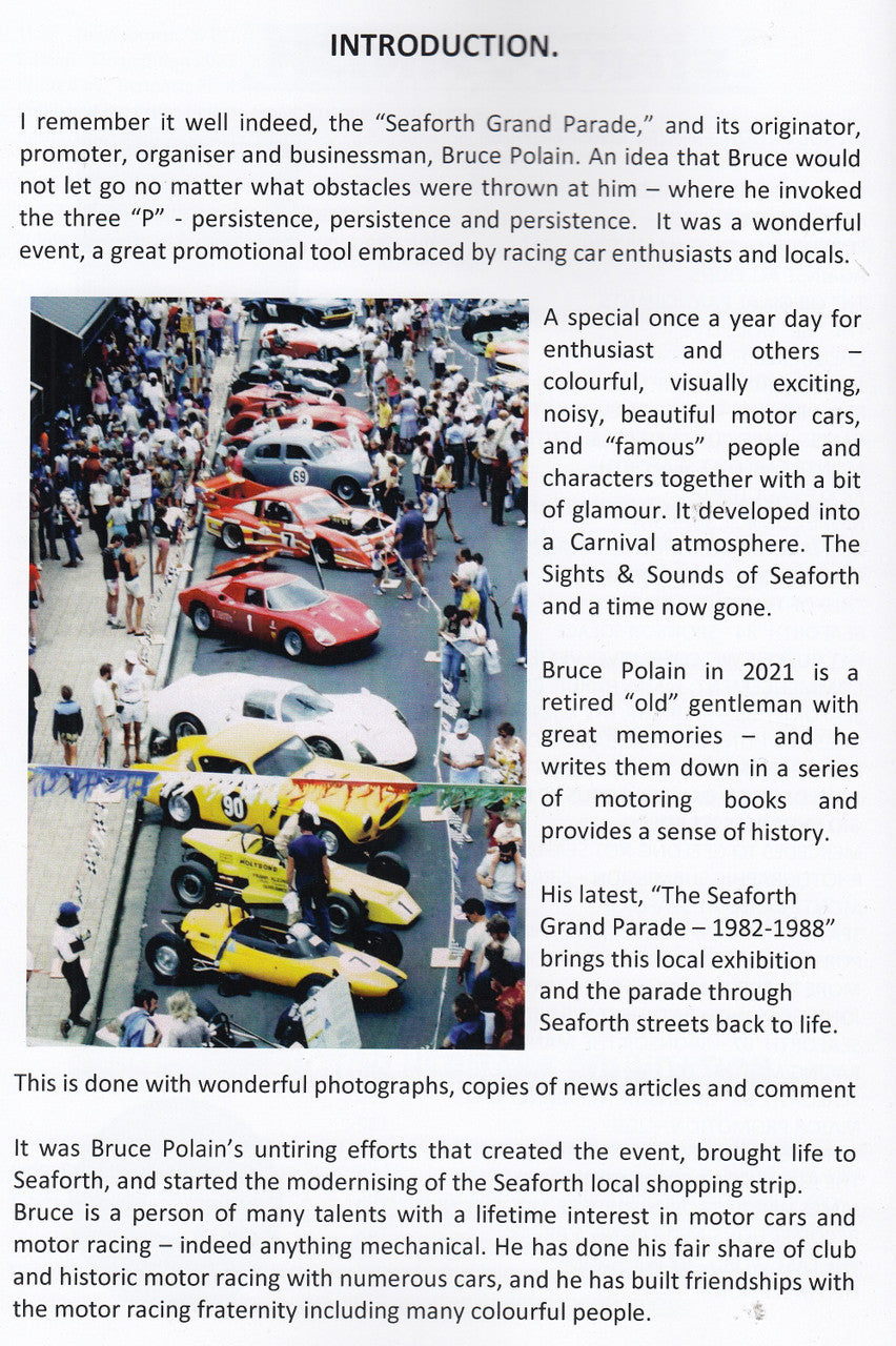Introduction page with printed paragraphs about the Seaforth Grand Parade