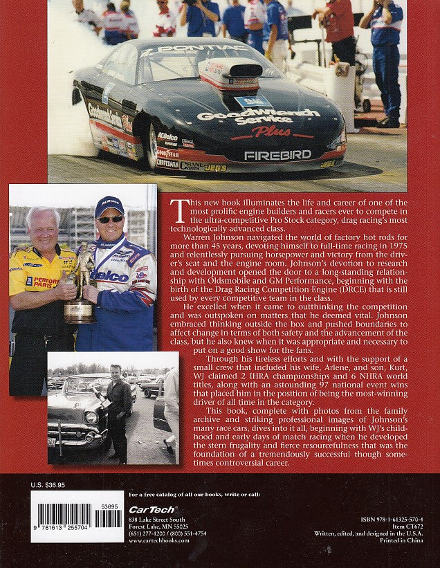 Drag racing book featuring a front view of a vintage race car and excerpt text