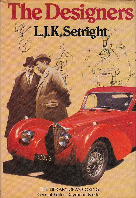 Vintage book cover featuring a red sports car and the title 'The Designers'.