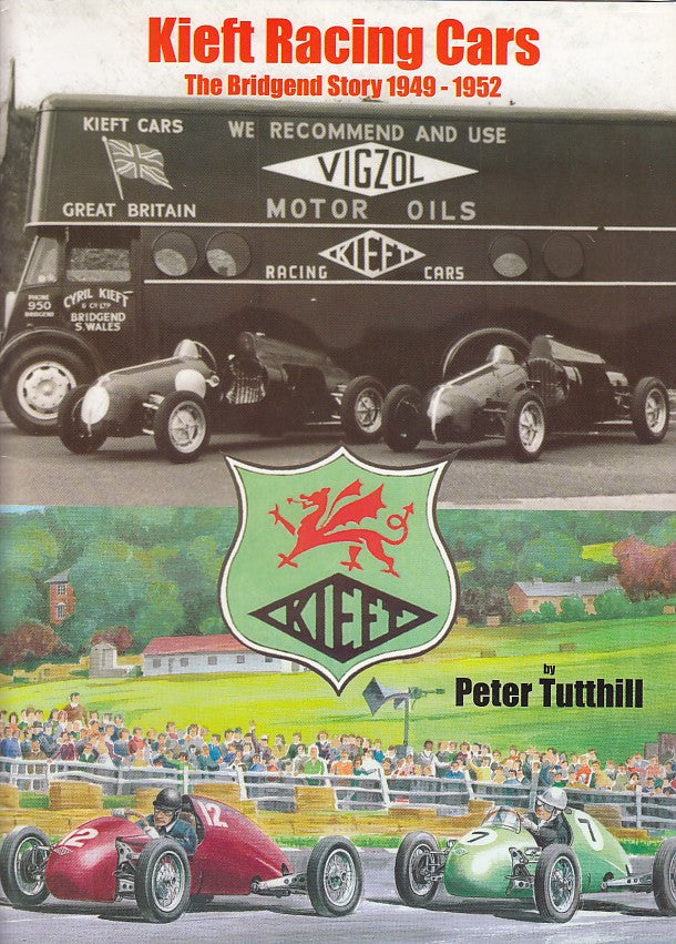 Vintage racing cars history book with Kieft crest and collage cover.