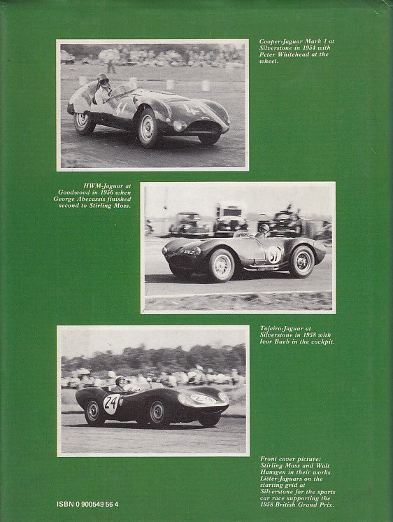Sports-racing cars book page with three black-and-white race car photos