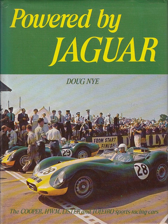Sports-racing cars book cover with “Powered by Jaguar” text and race car photos